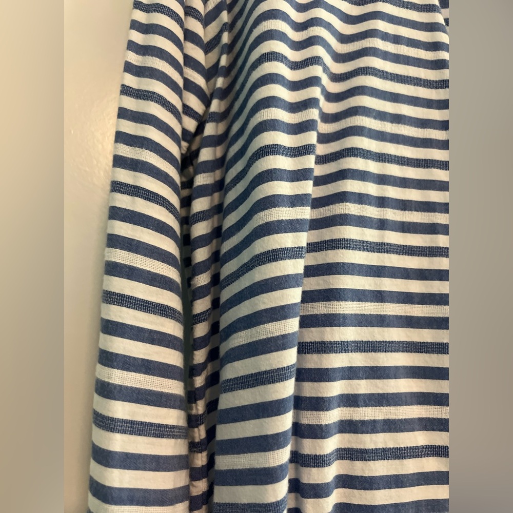 Women’s LOFT Light Blue and White Striped Button Down Shirt - Picture 3 of 4